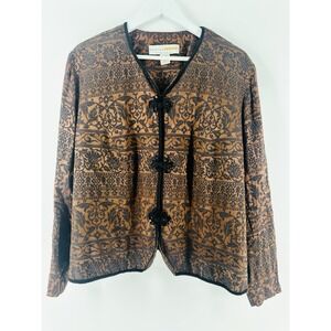 Katheryn Deene Asian Style Floral Tapestry Jacket‎ Frog Closures Boho AB06